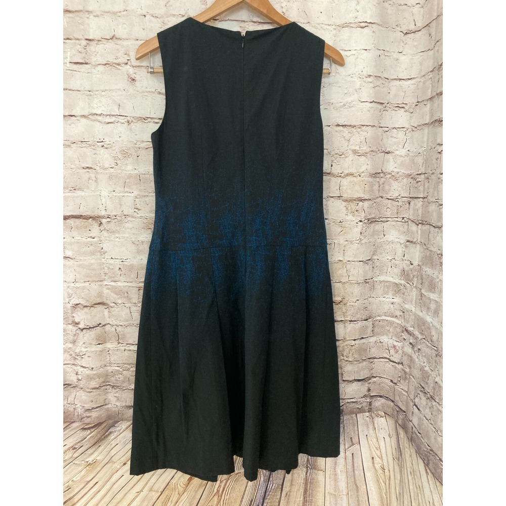 Elie Tahari Lamb Suede Dress Womens 8 Midi A Line Black Blue Ombre Puff - Picture 14 of 16
